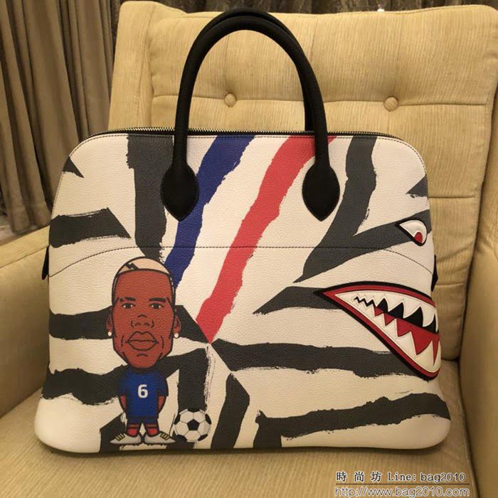 HERMES愛馬仕 2018 hermes 保齡球鯊魚包45cm 專櫃限量版 莫斯科的冰雪美麗 世界盃紀念版 手提包  Ama1049